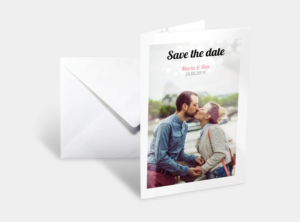 Klappkarte Hochformat. Hochzeit