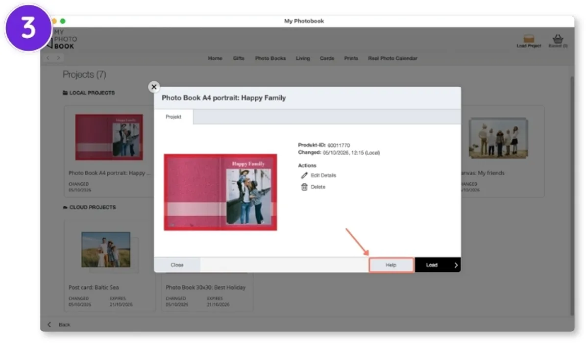 Klik op de knop "Help" in de downloadsoftware